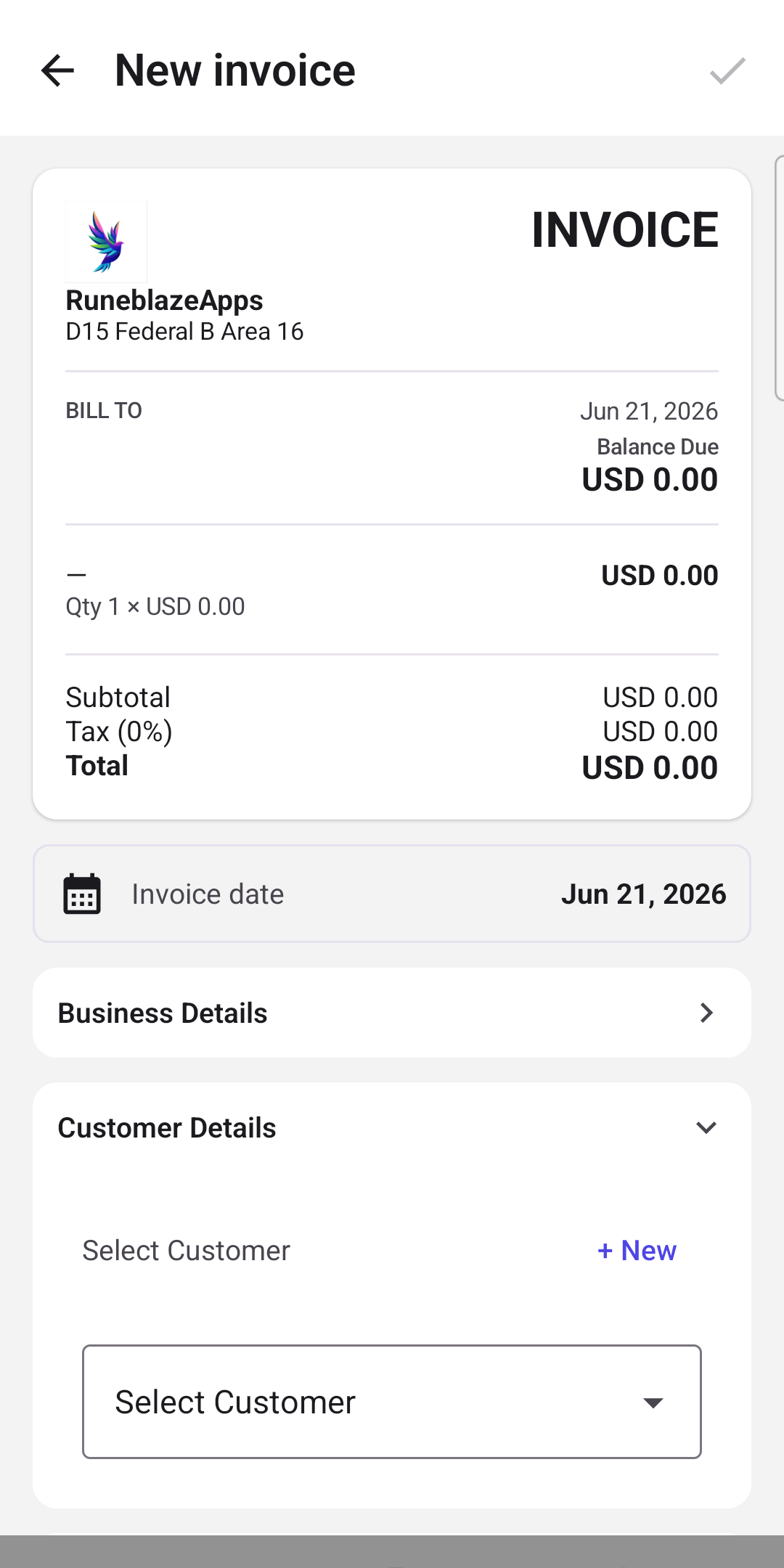 TwoTap invoice editor with live preview